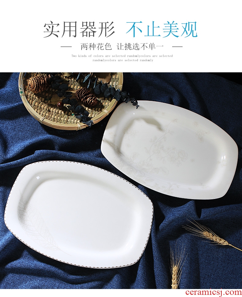 Creative household number fish dish of jingdezhen ceramics tableware can microwave rectangle Chinese dishes simple dishes