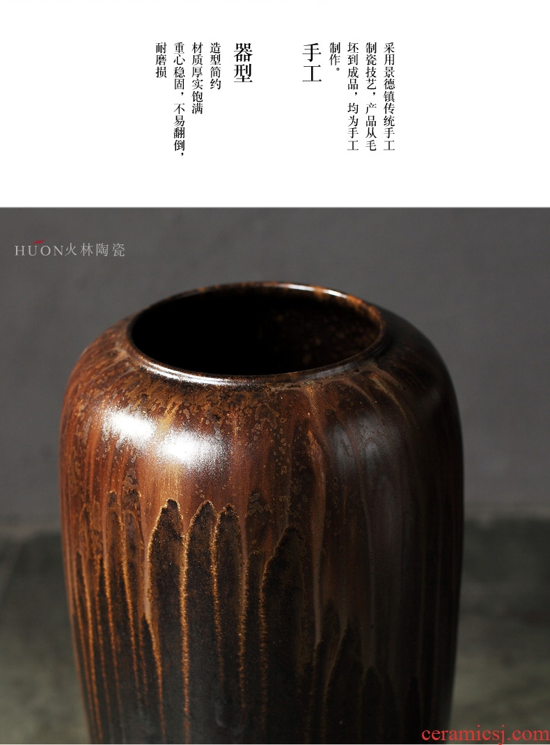 New Chinese style household act the role ofing is tasted grey wood grain ceramic vase furnishing articles large pot flowers, flower arranging furnishing articles sitting room - 566902717793