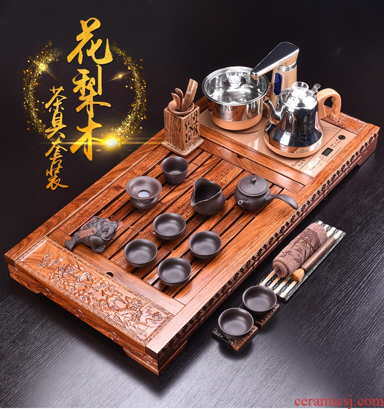 HaoFeng kung fu tea set of a complete set of ceramic tea set automatic four unity hua limu tea tray was suit household electric heating furnace