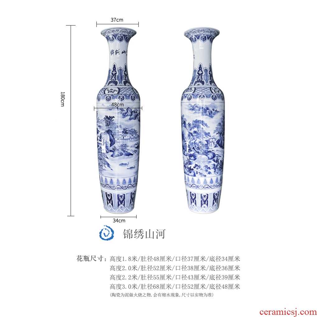 Blue and white porcelain of jingdezhen ceramics hand - made bright future of large vases, modern Chinese style living room decoration furnishing articles