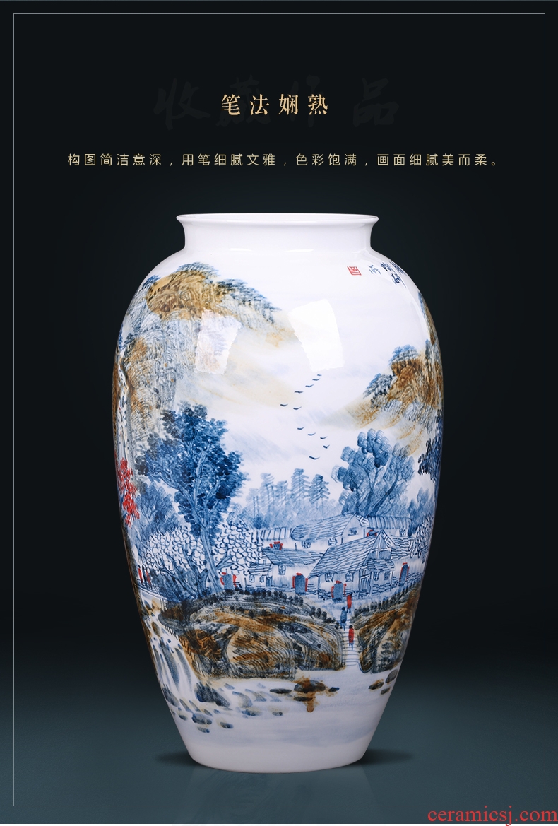 Jingdezhen ceramics live figure gourd landing big yellow vase sitting room porch decoration feng shui furnishing articles - 569725360535