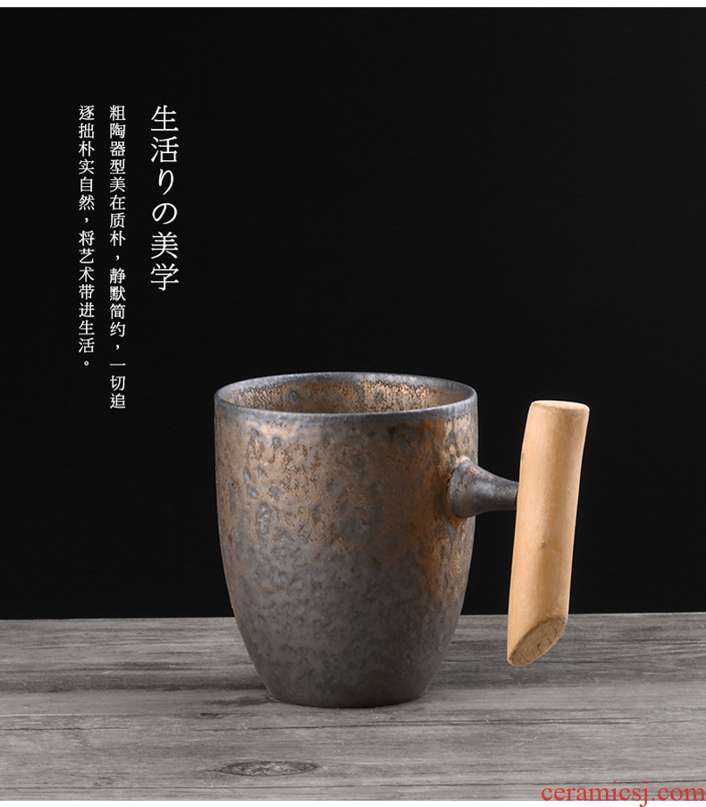 Restoring ancient ways to Japanese coarse ceramic keller of coffee drinks per high - capacity ceramic household water cups with cover glass