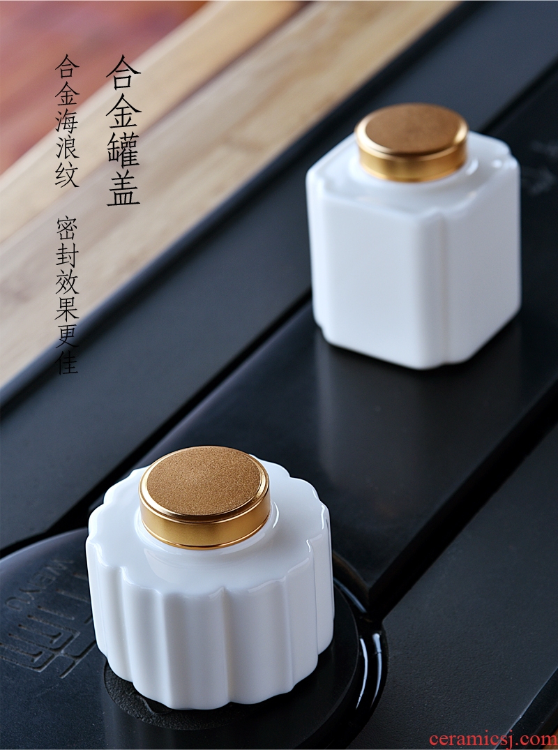 Hong bo acura dehua white porcelain tea pot ceramic storage tank sealing jade porcelain jar receives tea tea caddy fixings