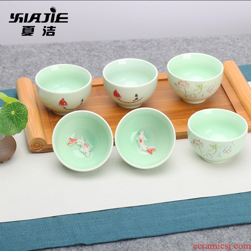 Four - walled yard kung fu ceramic cups suit small bowl tea tea cup purple sand cup master cup tea cups of tea
