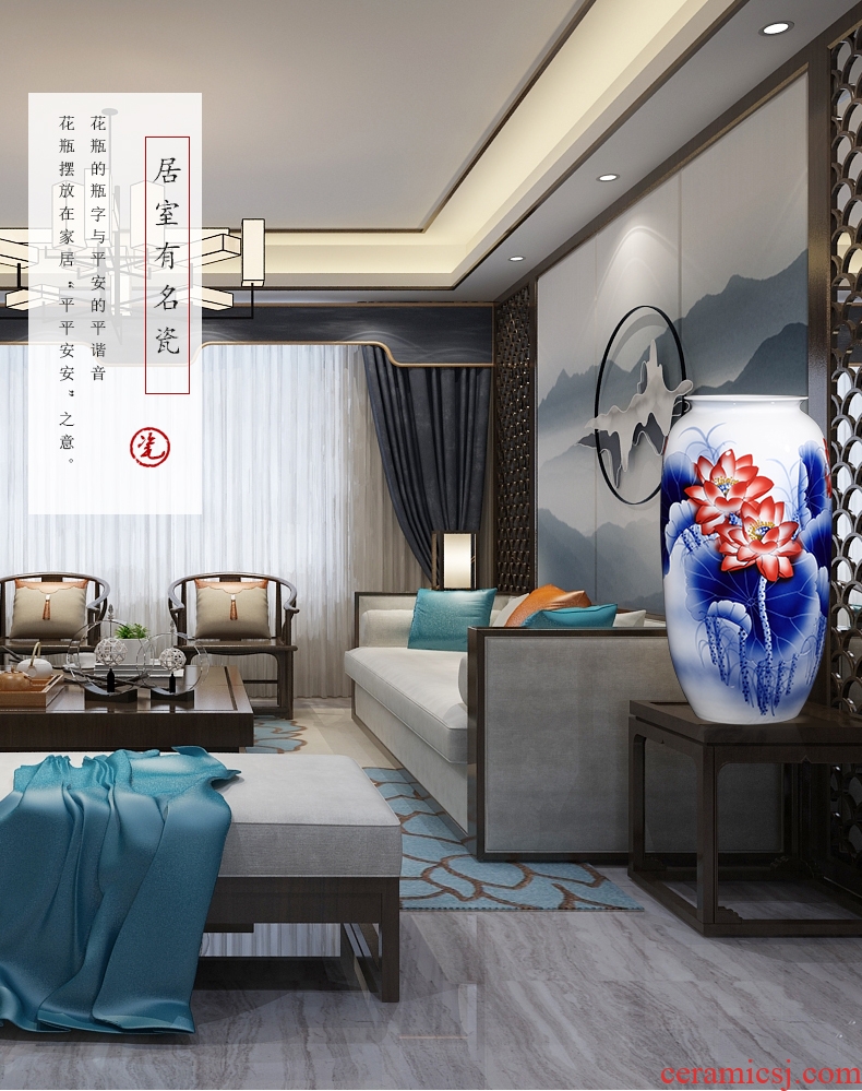 Jingdezhen ceramics hand - made antique Chinese blue and white porcelain vases, flower arrangement home furnishing articles large living room