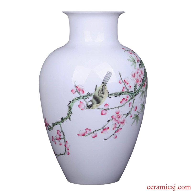 Jingdezhen ceramic hand - made name plum flower decoration vase furnishing articles of Chinese style living room TV cabinet process furnishings porcelain