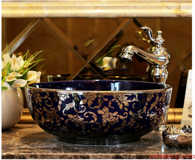 The package mail on bonsai, ceramic lavabo that defend bath lavatory basin, art basin season blue gold rattan aviary