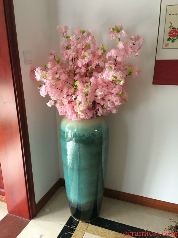 Jingdezhen ceramics of large red vase hotel opening Chinese flower arranging sitting room adornment office furnishing articles - 543535762058