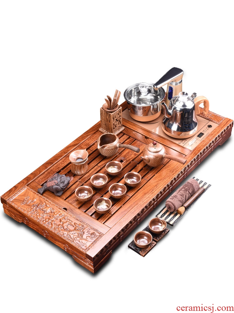 HaoFeng kung fu tea set of a complete set of ceramic tea set automatic four unity hua limu tea tray was suit household electric heating furnace