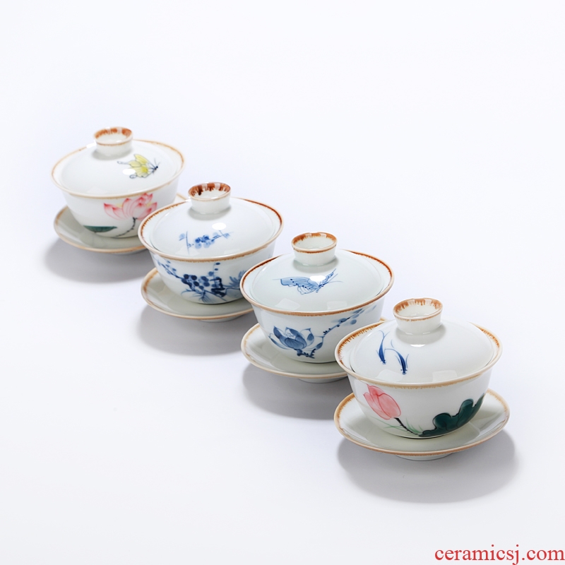 Gorgeous young hand - made tureen ceramic hand grasp three cups to kung fu tea bowl to bowl tea tea