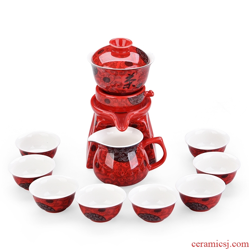 Gorgeous young half automatic kung fu tea set celadon fortunes of household ceramics creative lazy people make tea