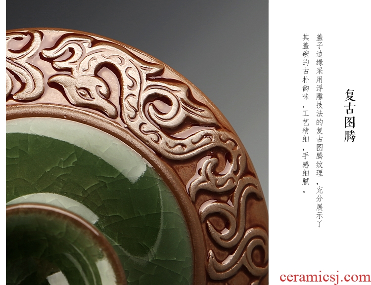 Gorgeous young tureen hand - made ceramic glass only three bowls of ice crack kung fu tea set thickening worship teacup