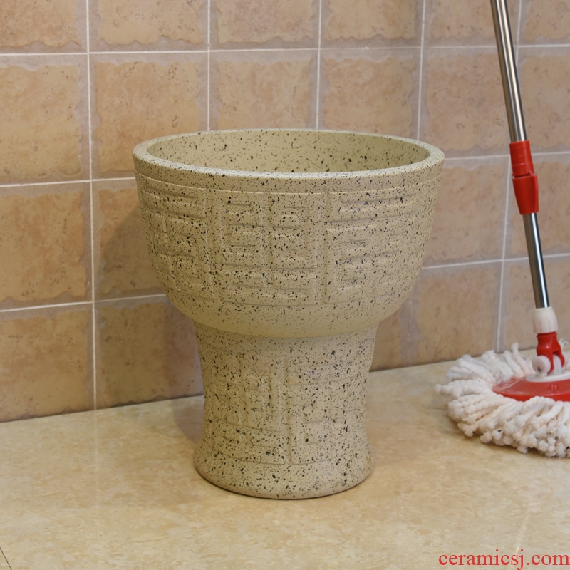 Jingdezhen ceramic grinding shallow carving art grain mop pool balcony mop pool floor mop basin mop bucket mop bucket
