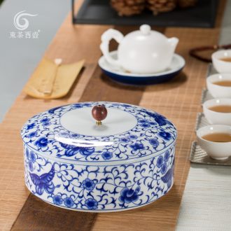 East west tea pot of ceramic seven loaves tank two of bread pu 'er tea cake box of white tea and blue and white caddy fixings large POTS