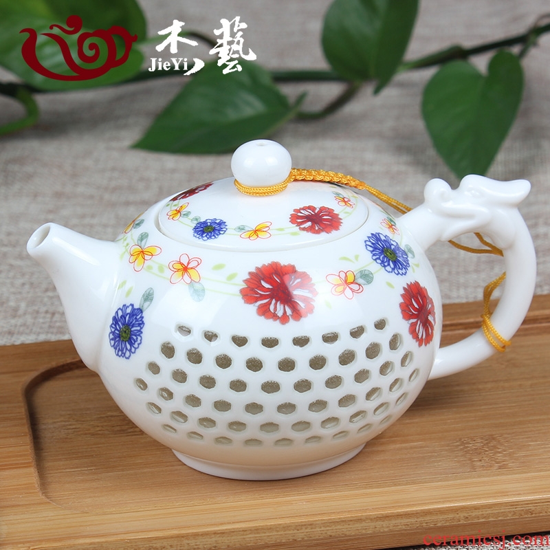 Jingdezhen ceramic teapot and exquisite hollow out of the blue and white porcelain tea, black tea tea pot of kung fu tea teapot