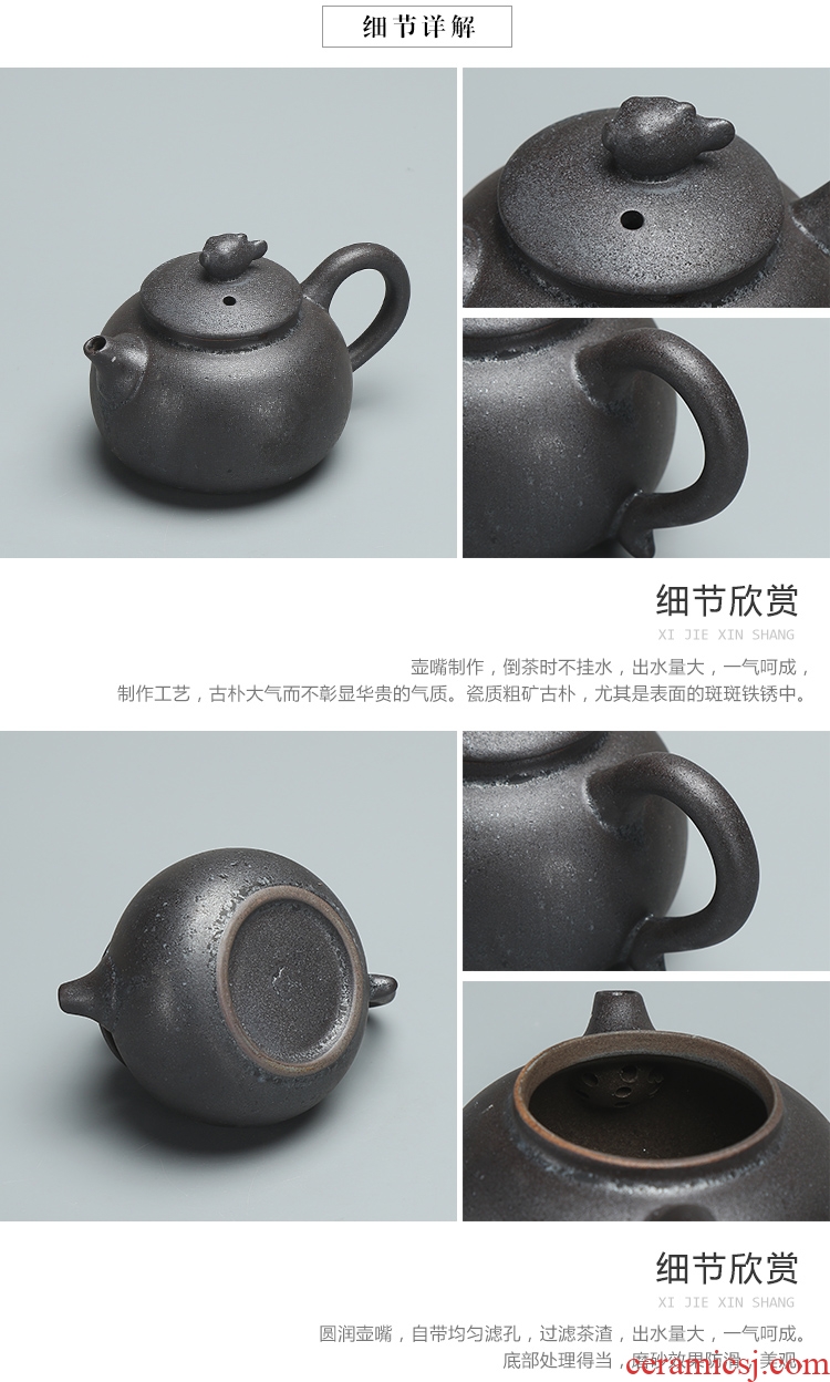 Chen xiang vintage silver spot Japanese checking coarse pottery teapot side put the pot of kung fu tea set ceramic pot teapot