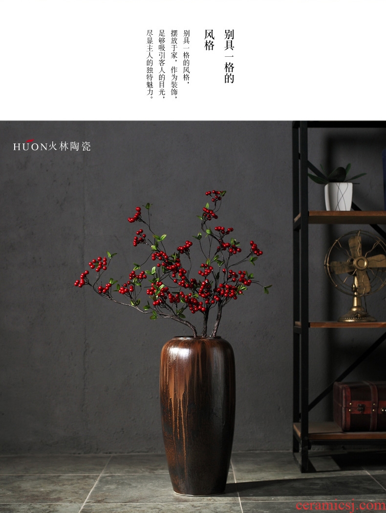 New Chinese style household act the role ofing is tasted grey wood grain ceramic vase furnishing articles large pot flowers, flower arranging furnishing articles sitting room - 566902717793