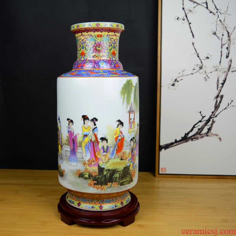 Jinling twelve women of jingdezhen ceramics vase painting Chinese wind rich ancient frame sitting room adornment handicraft furnishing articles