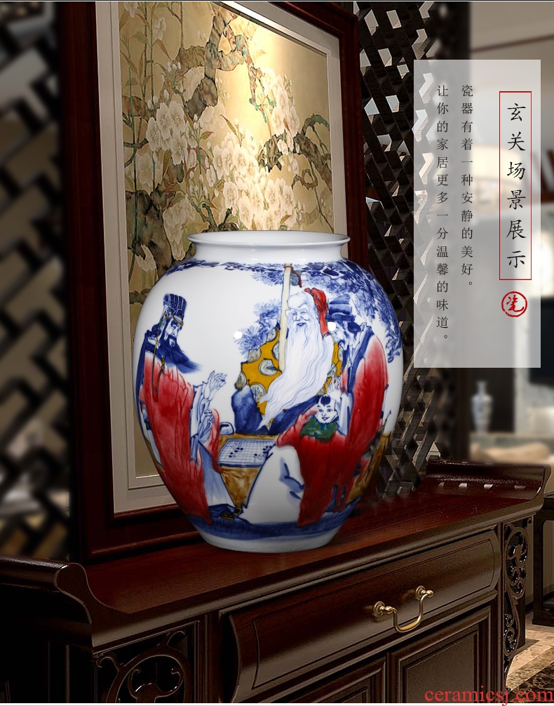 Jingdezhen ceramic creative up hand - made "samsung skies" sitting room big vase painting and calligraphy barrels of office furnishing articles