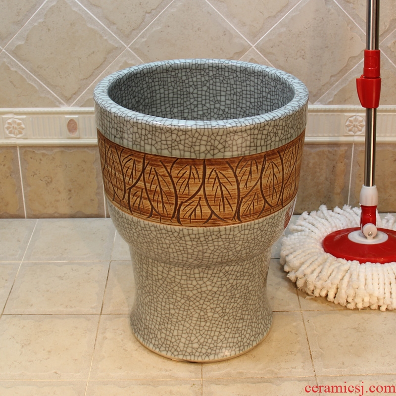 Jingdezhen ceramic art mop pool crack leaves 30 cm conjoined mop bucket of mop bucket mop bucket