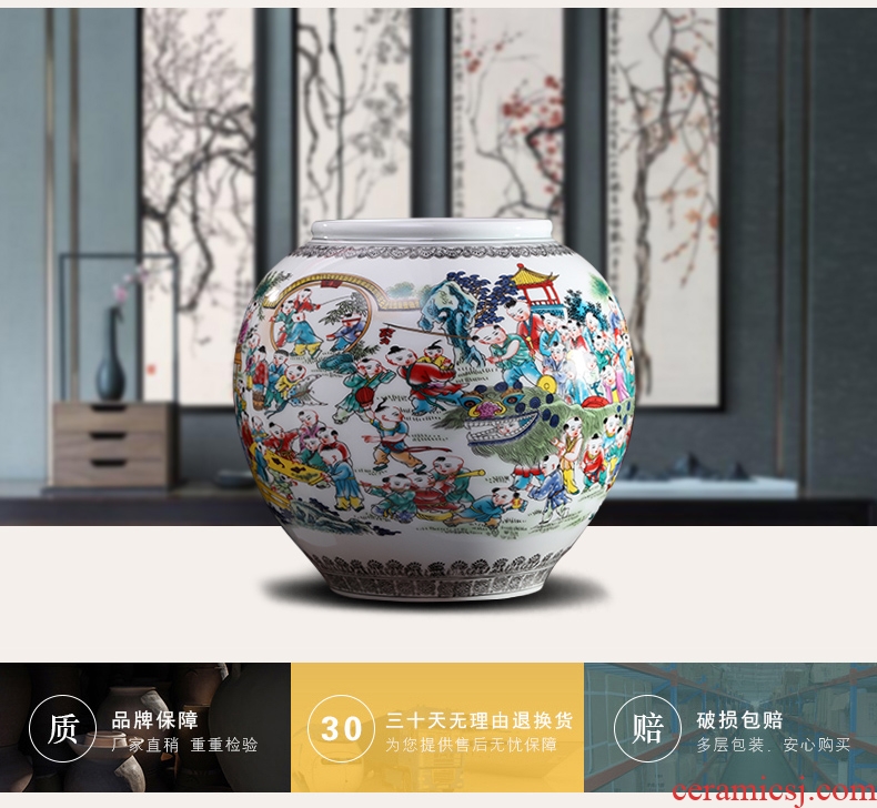 Jingdezhen ceramic big vase furnishing articles hand - made Chinese blue and white porcelain is a sitting room be born heavy adornment hotel decoration - 38820584385