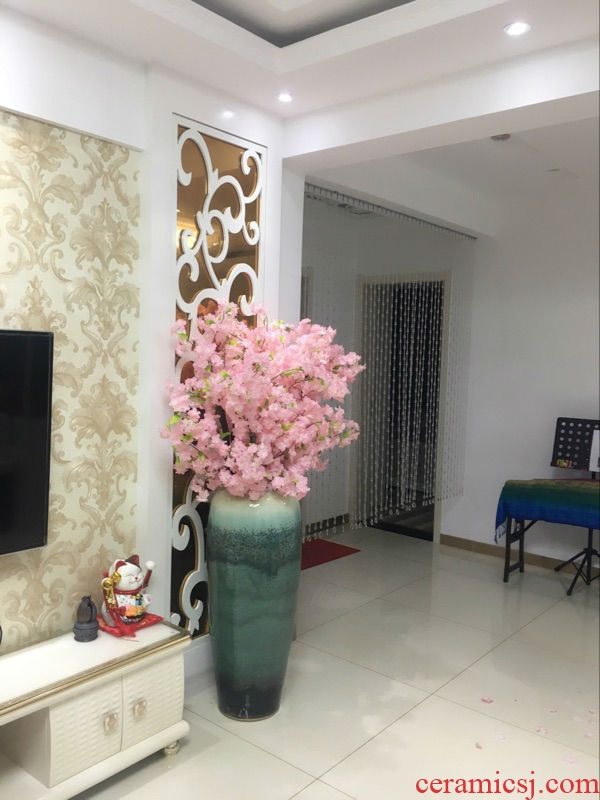 Jingdezhen ceramics of large red vase hotel opening Chinese flower arranging sitting room adornment office furnishing articles - 543535762058