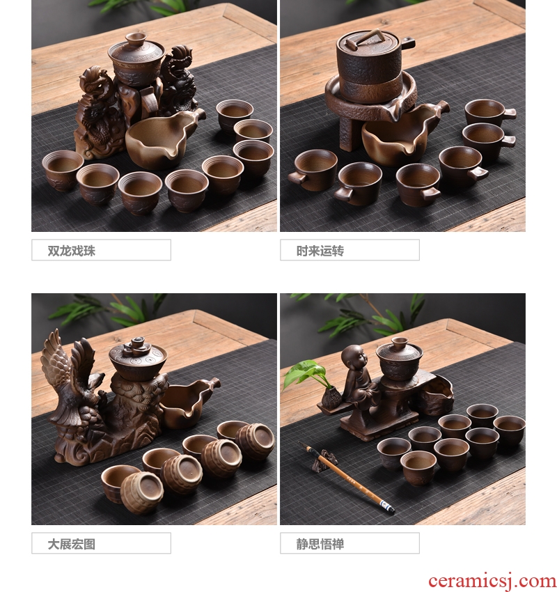 Gorgeous young half automatic kung fu tea set celadon fortunes of household ceramics creative lazy people make tea