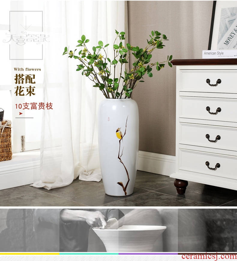 Jingdezhen ceramics powder enamel landing big vase peony flowers prosperous Chinese flower arranging furnishing articles sitting room adornment - 560742272798