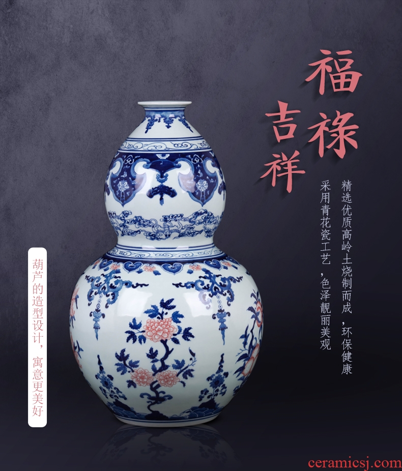 Jingdezhen ceramic hand - made of blue and white porcelain vase sitting room place new porch rich ancient frame of Chinese style household ornaments