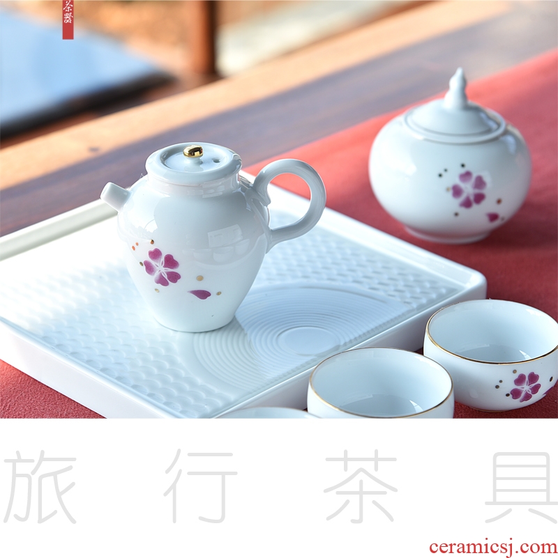 Hong bo gourmet travel kung fu tea set ceramic on - board, portable package of I and contracted office dry tea
