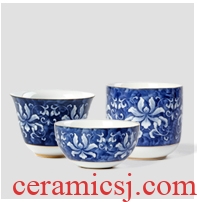 Tao ancient spring and autumn period, the new blue and white porcelain ceramic tea cups to wash bath kung fu tea accessories hydroponic flower pot size