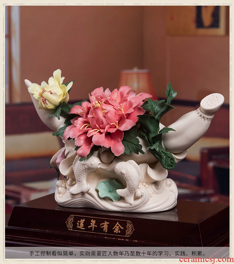 Oriental clay ceramic flower crafts its art sitting room appear more auspicious decoration in furnishing articles/lotus D19-40