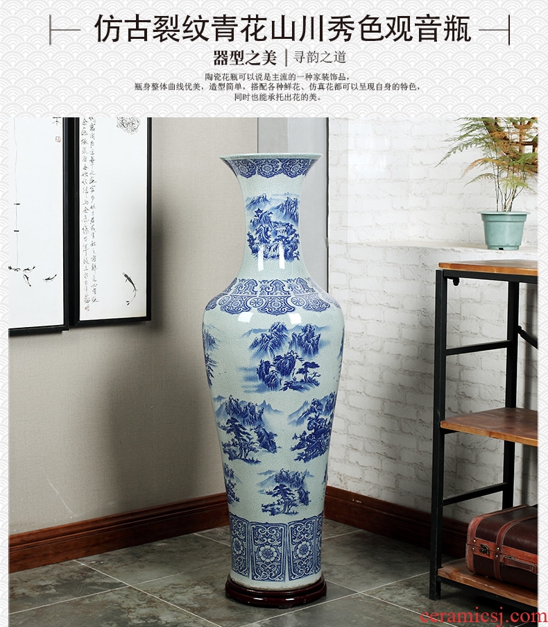 Jingdezhen ceramic furnishing articles adornment that occupy the home sitting room of large vase flower arranging hotel European modern vase - 568888144874