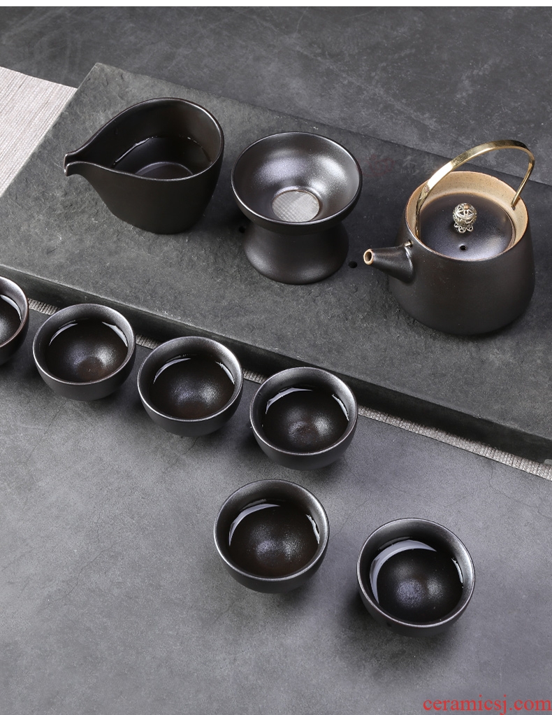 Tea set reasonable ceramic cup Tea ware thickening coarse pottery retro points heat - resistant kung fu Tea accessories device and a cup of Tea