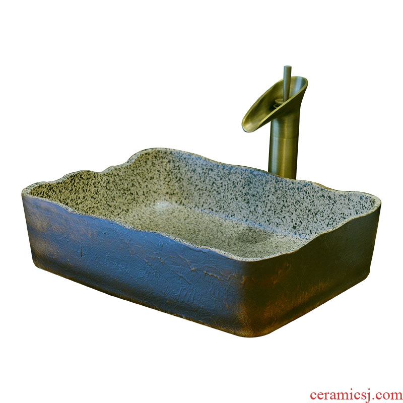 Creative vintage wavy edge on square art ceramic lavabo bathroom basin sink basin