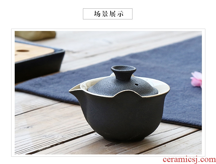 Chen xiang Japanese manual black pottery teapot stone glaze thick black zen tao kung fu tea set hand grasp lid bowl of ceramics