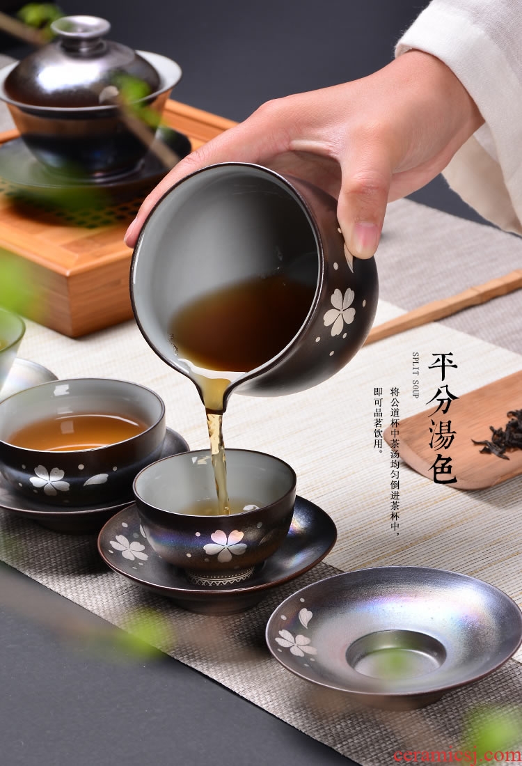 Kung fu tea set reasonable ceramic cup home firewood up trace silver Kung fu tea accessories tea sea points
