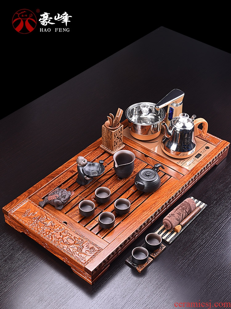 HaoFeng kung fu tea set of a complete set of ceramic tea set automatic four unity hua limu tea tray was suit household electric heating furnace