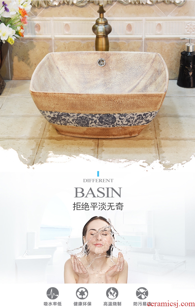 Jingdezhen ceramic lavatory basin basin sink art stage sifang stone lotus flower double surplus water