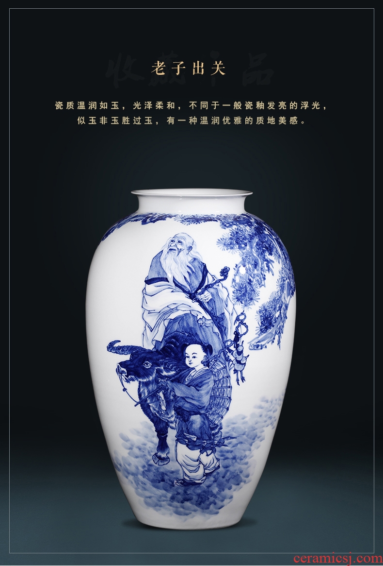 The Master of jingdezhen ceramic hand - made laozi through large blue and white porcelain vases, flower arrangement sitting room home furnishing articles