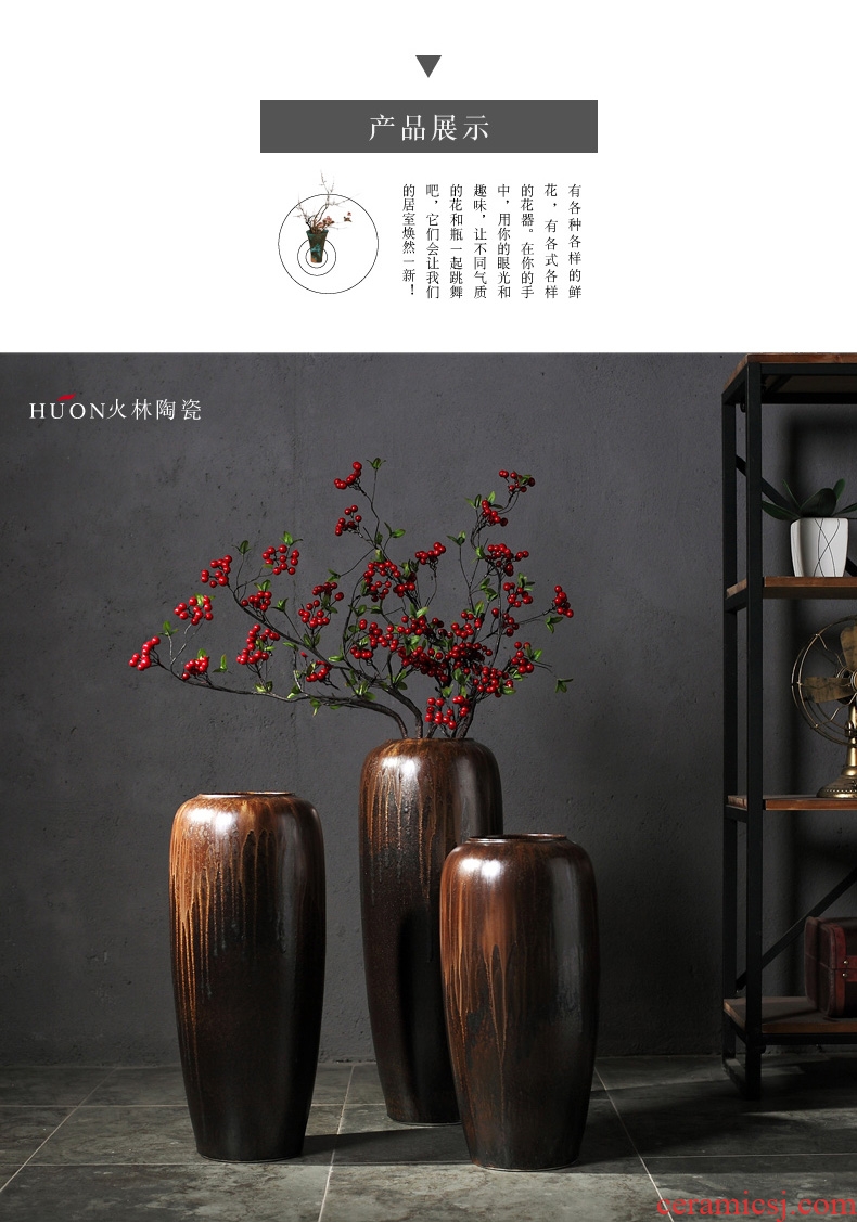 New Chinese style household act the role ofing is tasted grey wood grain ceramic vase furnishing articles large pot flowers, flower arranging furnishing articles sitting room - 566902717793