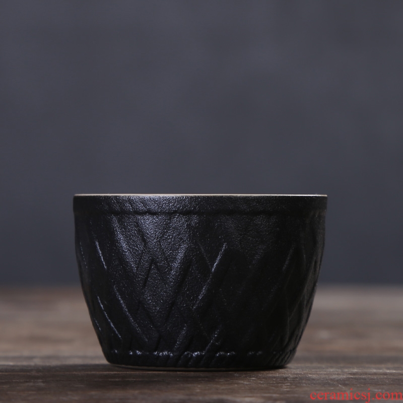 Auspicious black pottery teacup host large sample tea cup ceramic kung fu tea set personal single CPU Japanese violet arenaceous coarse pottery tea