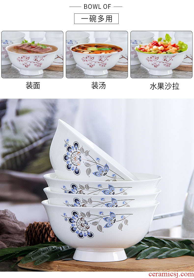 Always suit household European large eat bread and butter of jingdezhen ceramics tableware hot Bowl of 6 inches tall foot 4 only
