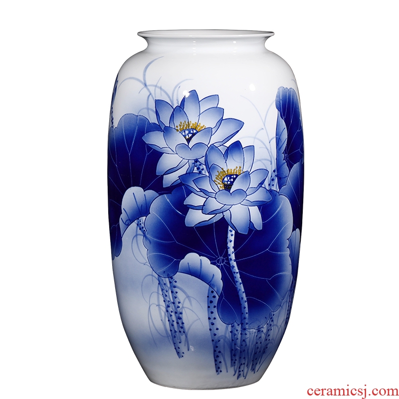 The Master of jingdezhen ceramics hand - made of blue and white porcelain vases, flower arrangement large sitting room adornment of new Chinese style furnishing articles
