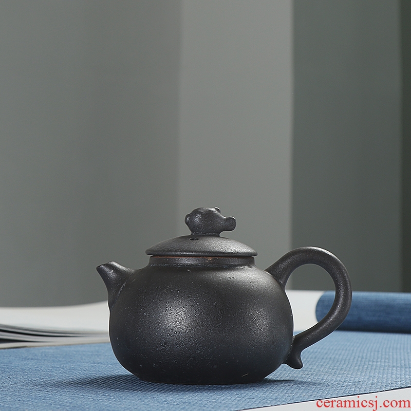 Chen xiang vintage silver spot Japanese checking coarse pottery teapot side put the pot of kung fu tea set ceramic pot teapot