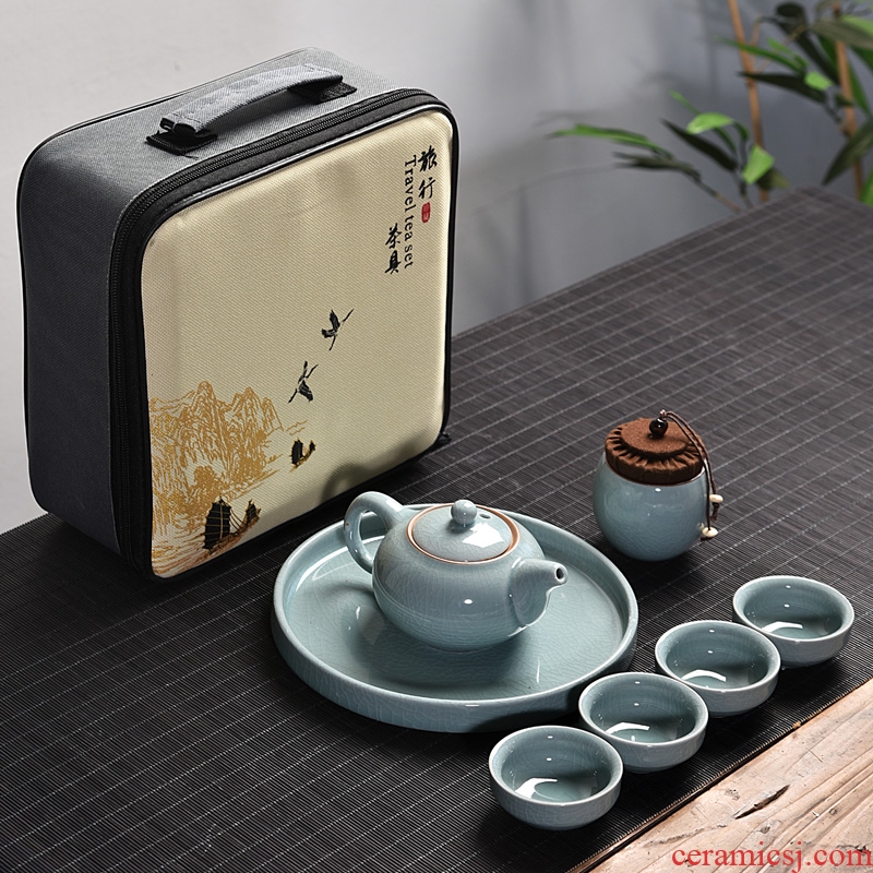 Gorgeous young kung fu tea bag suit portable travel tea set small car travel tea set tea of a complete set of ceramic tea set