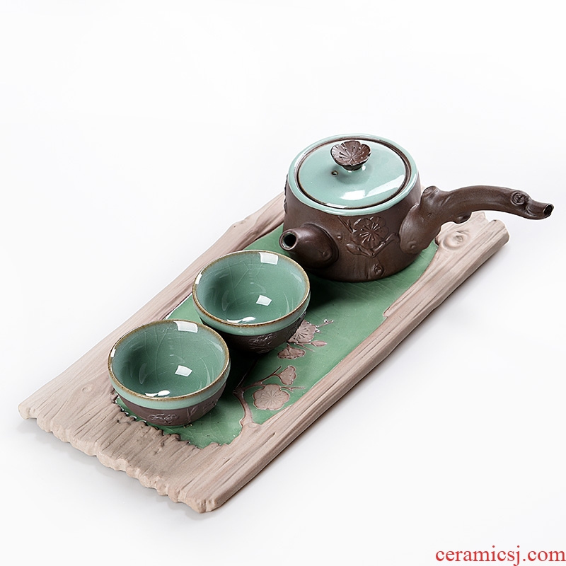 East west tea pot dry ceramic tea set side to pot a pot of two cups of dry elder brother up the set of mercifully plate jamey