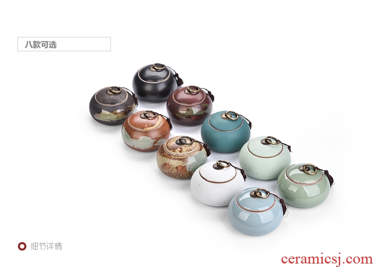 Gorgeous young longquan celadon ceramic tea set portable pu - erh tea storage box storage tanks seal pot large caddy fixings