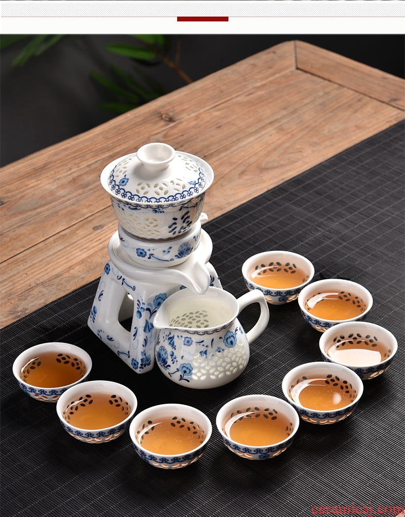 Gorgeous young half automatic kung fu tea set celadon fortunes of household ceramics creative lazy people make tea