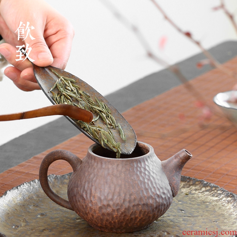 Ultimately responds to coarse after the tea were ceramic tea shovel gold tea spoon bodhi leaf tea holder kung fu tea set spare parts